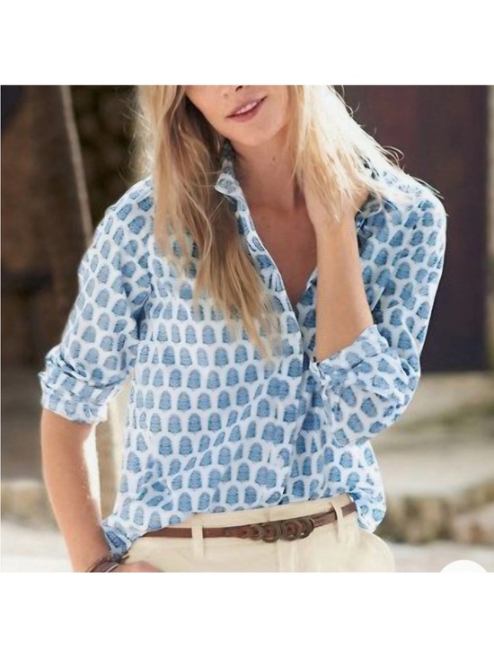 Garnet Hill Tops - Garnet Hill Pima Cotton Tree Print Button Down Shirt size 18